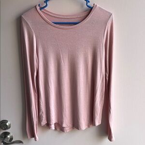 Chic Long Sleeve Pink Tee